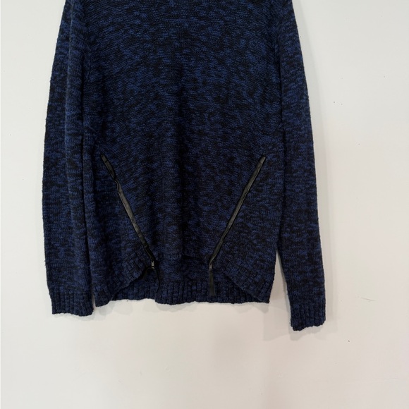 Michael Stars Navy Marled Crewneck Sweater with Zip Accents - Picture 7 of 12